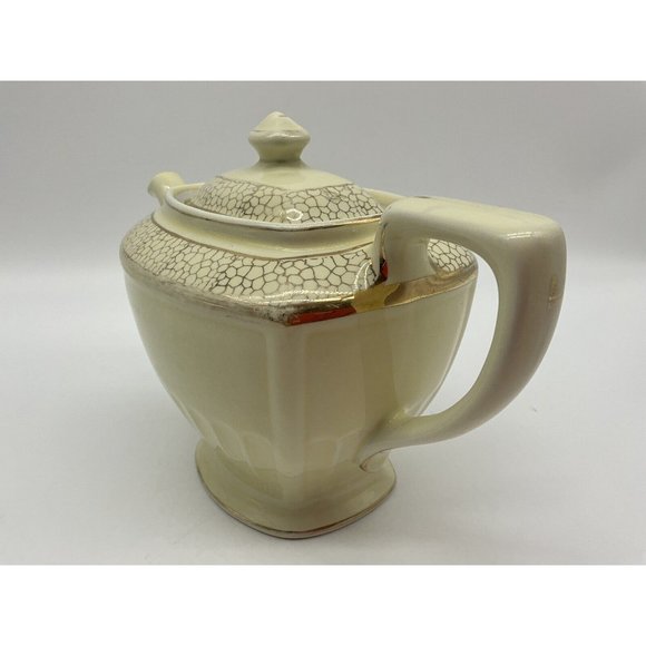 Hall Ceramic Vintage Hollywood Teapot Warm Yellow and Gold Hall 0118S 6 Cup MCM - Picture 7 of 16